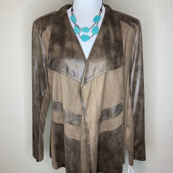 Allison Daley Jackets & Blazers - Allison Daley Brown Mosaic Canyon Open Front Cardigan Jacket Women's Siz…